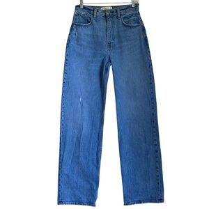 Abercrombie Fitch The 90's Baggy Jeans Women 27 Blue Ultra High Rise Distressed